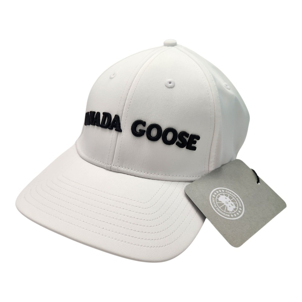 Authentic Canada Goose Tech Cap White Black Unisex Baseball Hat‎ M/L Designer